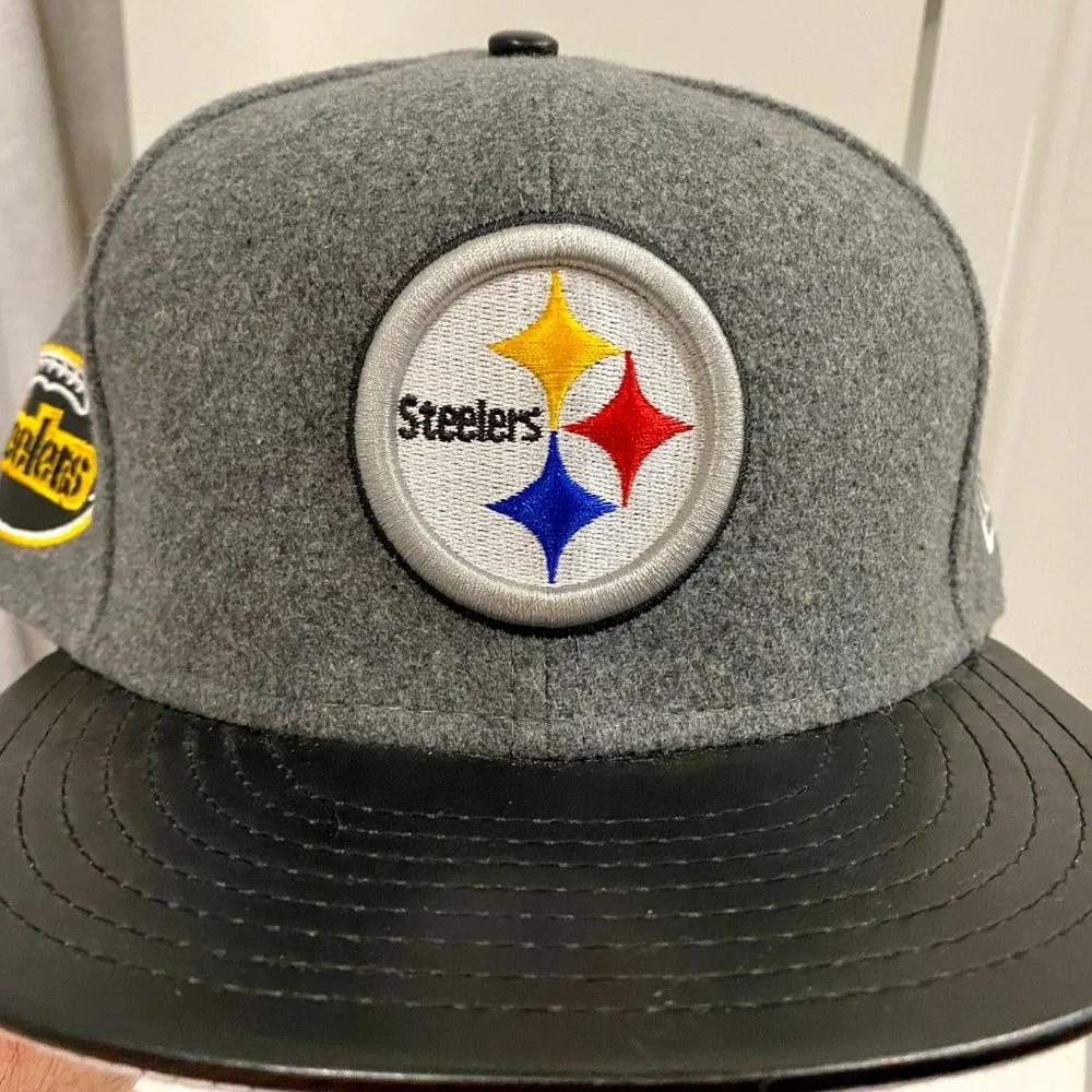 New Rare Pittsburgh Steelers New Era "Leather Melt 59Fifty Fitted Throwback Hat - Picture 2 of 5
